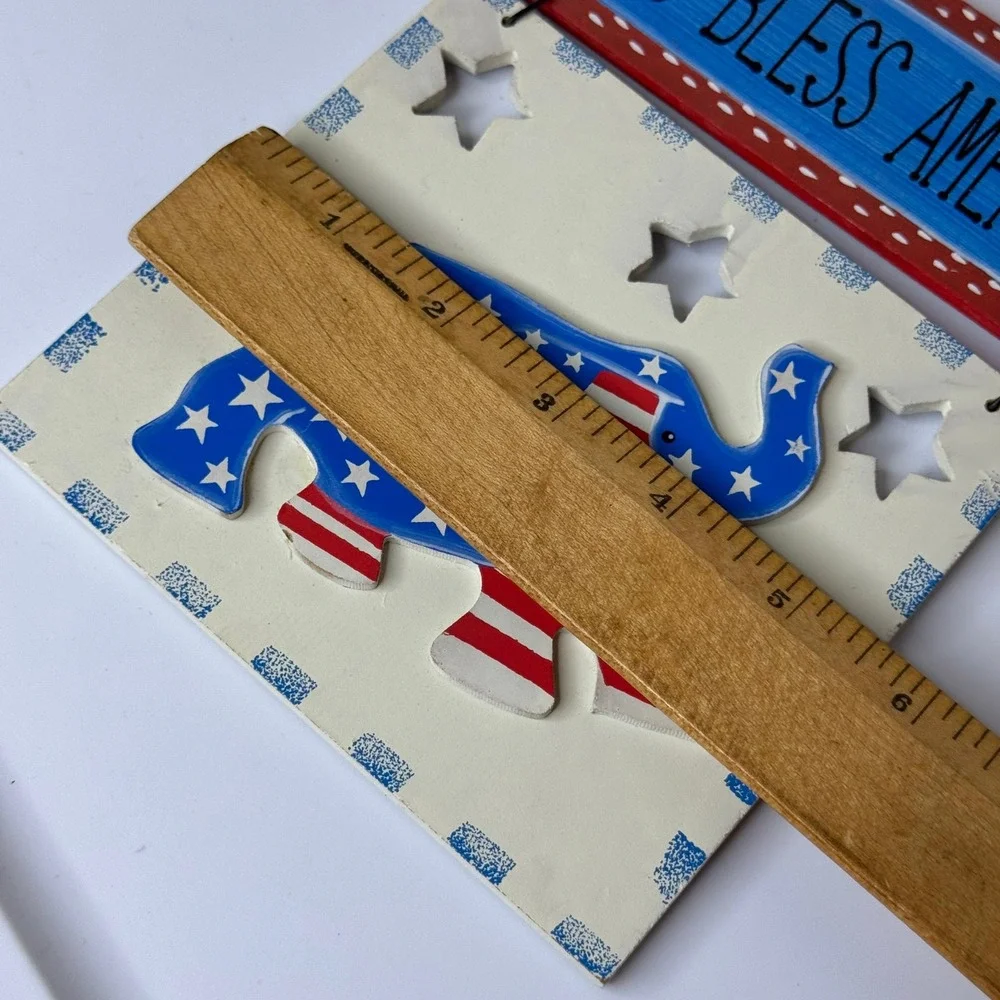 God Bless America‎ Patriotic Elephant Wall Decor Hanging Sign